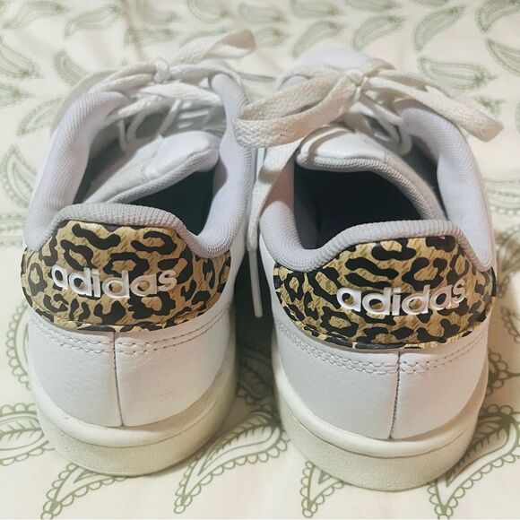 Adidas Advantage Shoes Leopard Heel Sneakers Lace Up Tennis Shoes White 7.5 - Picture 3 of 8